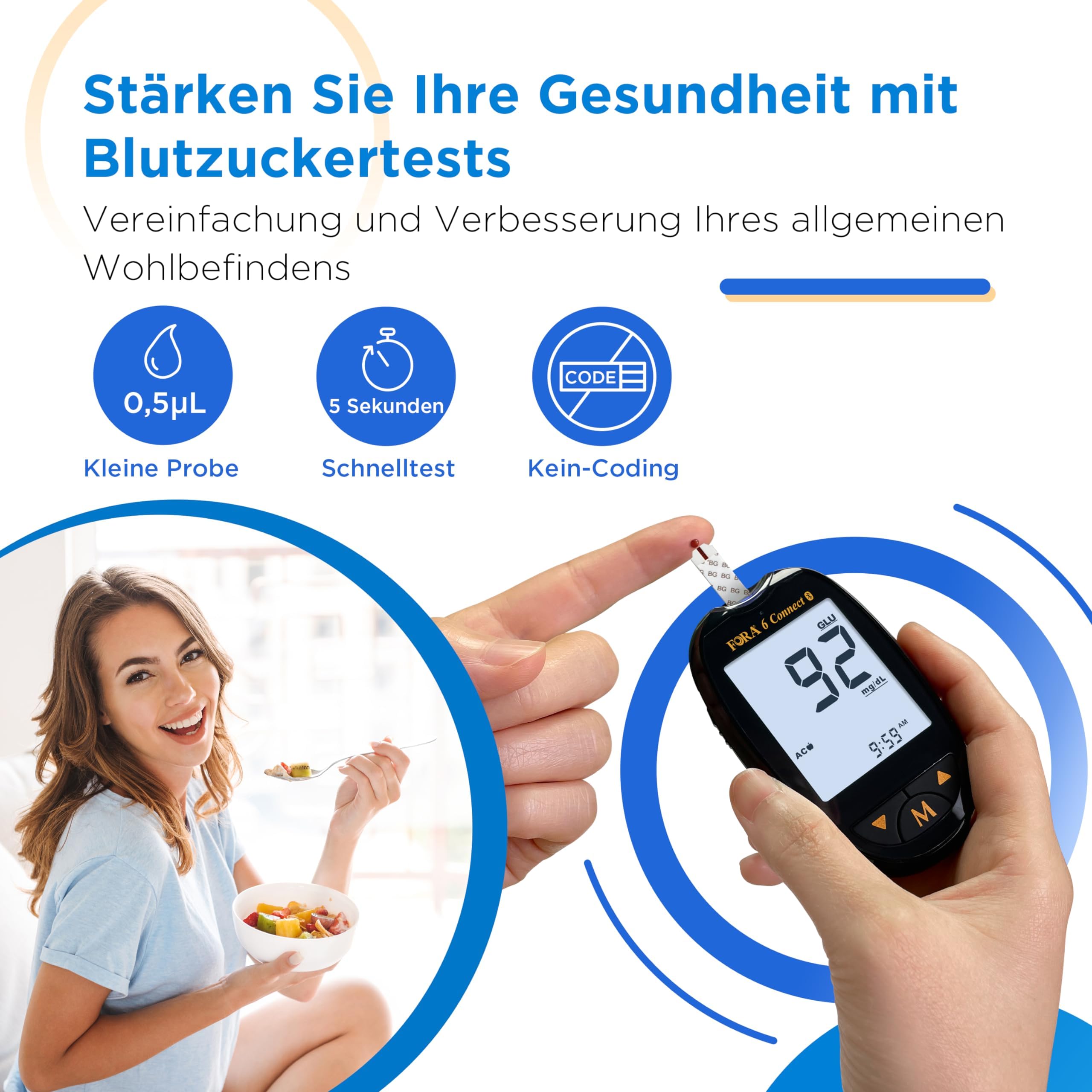 fora-blutzuckermessger-t-set-50-25-10-streifen-bluetooth-mg-dl image 2