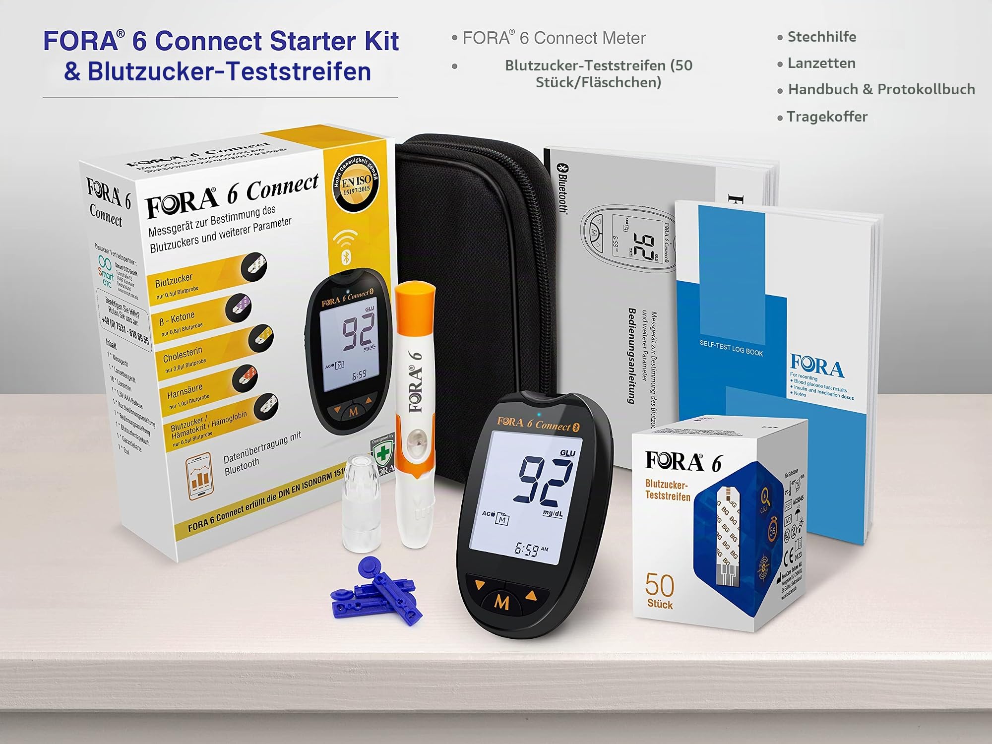 fora-6-connect-blutzuckermessger-t-set-mit-50-25-teststreifen image 3