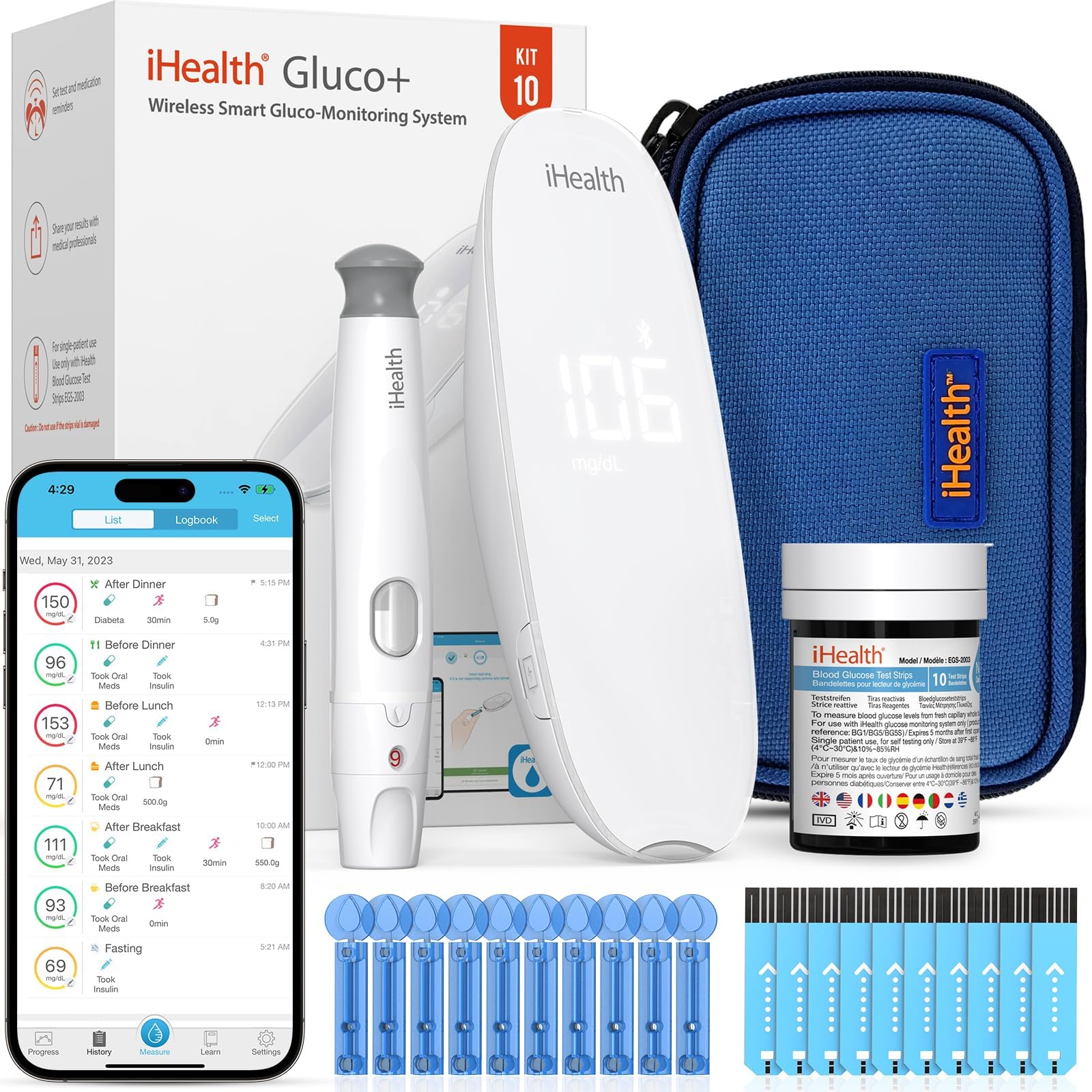 ihealth-gluco-wireless-blutzuckermessger-t-200-kit-kabellos image 2