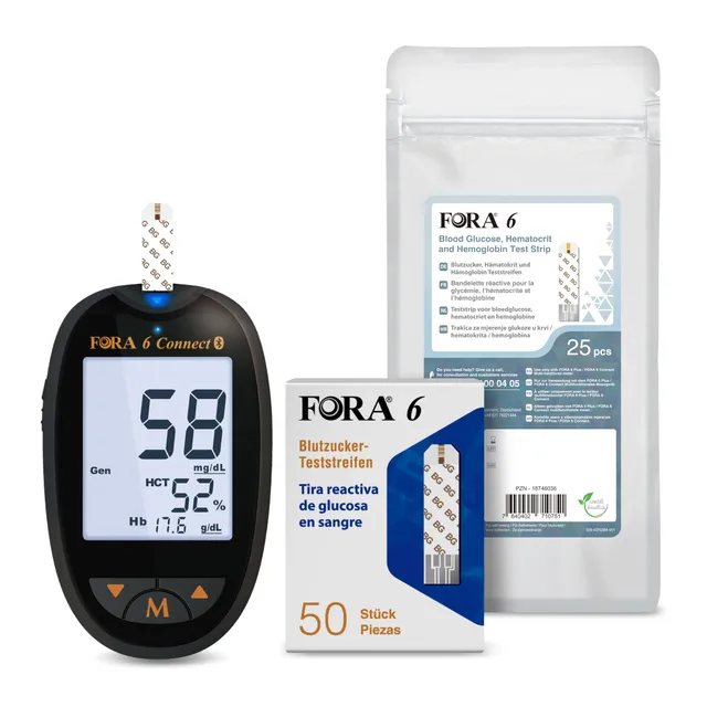 fora-6-connect-blutzuckermessger-t-set-mit-50-25-teststreifen image 1